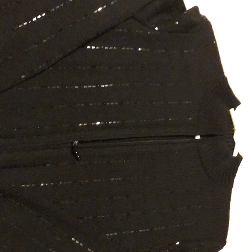 Knit boomers jacket style with rows of black sequins
